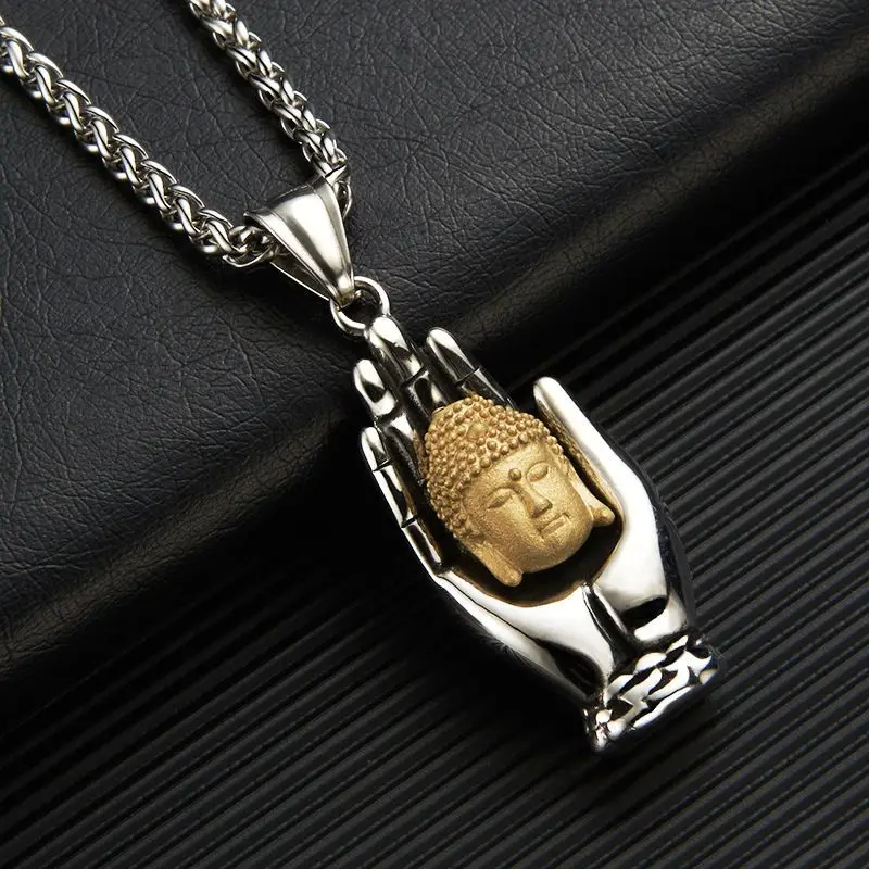 Original Retro Palm Buddha Titanium Steel Necklace Personalized Big Day Buddha Pendant All-Match National Style Sweater Chain
Original Retro Palm Buddha Titanium Steel Necklace Personalized Big Day Buddha Pendant All-Match National Style Sweater Chain