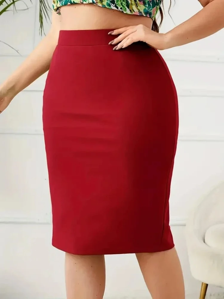 Casual High Waist Slit Skirt 2025 Summer Plus Size Solid Slim Skirt Women's Plus Size Clothing
Casual High Waist Slit Skirt 2025 Summer Plus Size Solid Slim Skirt Women's Plus Size Clothing
