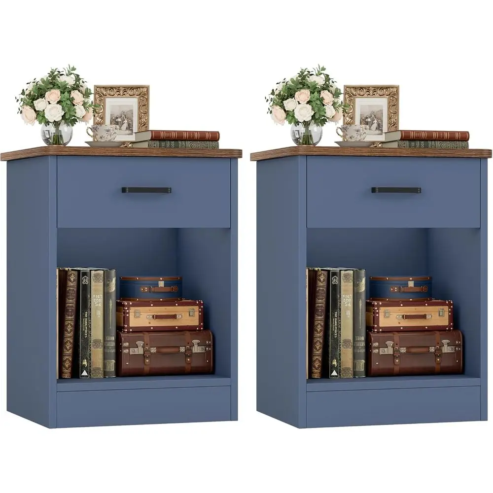 2-Tier Blue Nightstand Set with Drawer and Storage Shelf, Ideal for Bedroom or Home Office
2-Tier Blue Nightstand Set with Drawer and Storage Shelf, Ideal for Bedroom or Home Office