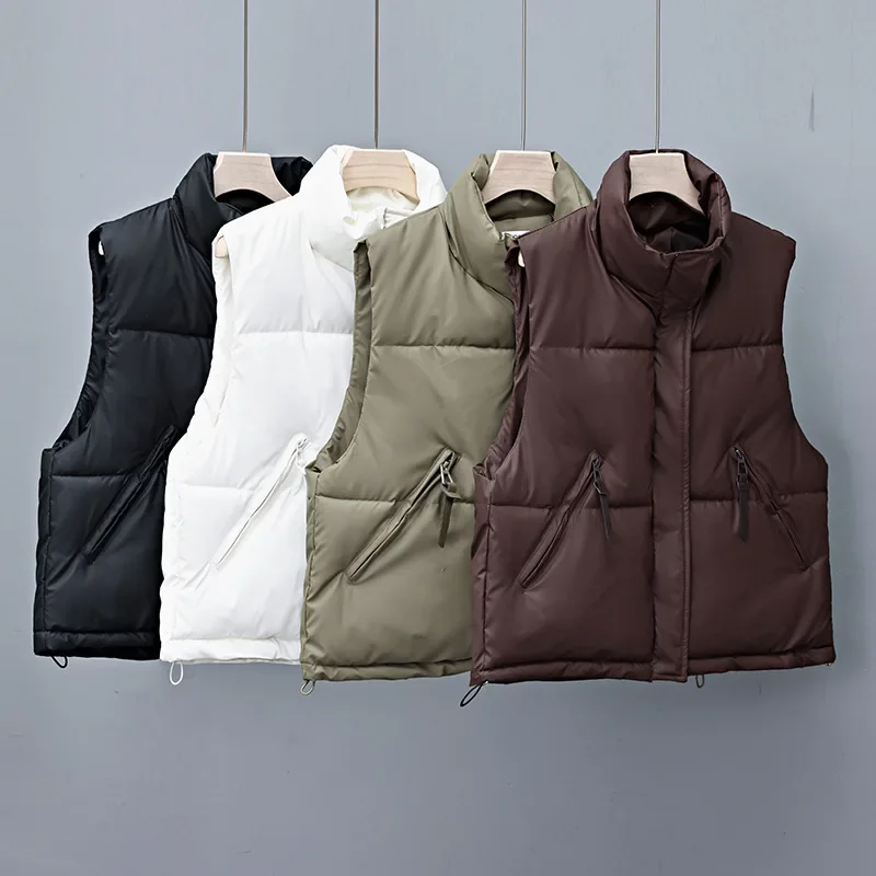 Women Autumn Winter PU Puffer Vests Coats Warm Vest Winter Thicken Waistcoat Outerwear Vest Cotton Jackets Unisex
Women Autumn Winter PU Puffer Vests Coats Warm Vest Winter Thicken Waistcoat Outerwear Vest Cotton Jackets Unisex