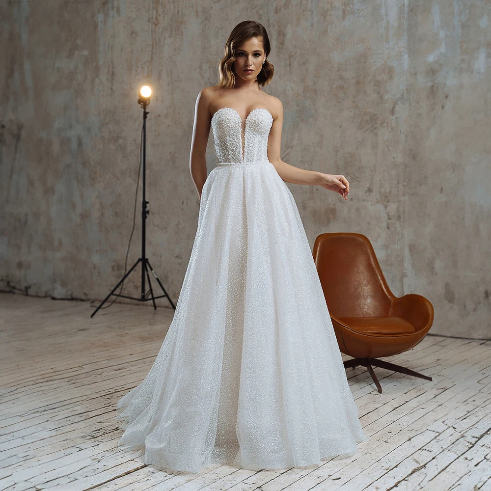 Chraming Boat Collar Tulle Beaded Pleated Wedding Dress A-line Court Backless Wedding Party Gowns for Women vestidos de novia
Chraming Boat Collar Tulle Beaded Pleated Wedding Dress A-line Court Backless Wedding Party Gowns for Women vestidos de novia