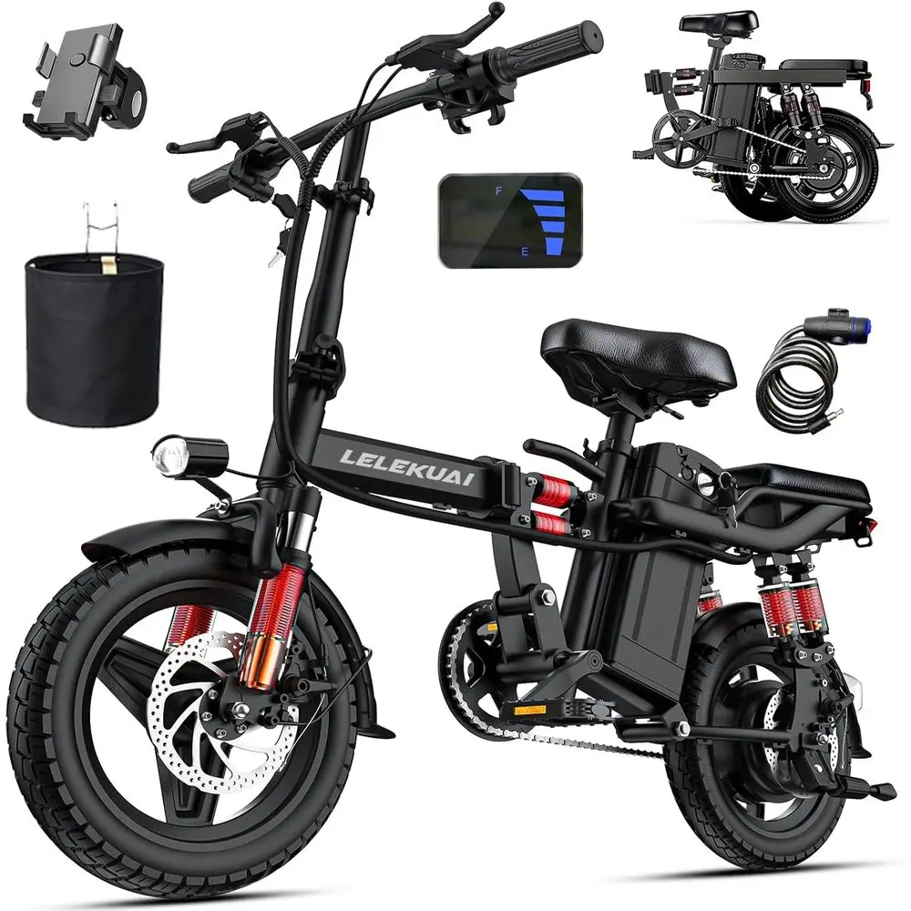 Rugged Electric Bike with 7 Suspension, 500+ lbs Capacity, 750W Motor, 24MPH, 48V Removable Battery, 14 Tires for Commuting & Of
Rugged Electric Bike with 7 Suspension, 500+ lbs Capacity, 750W Motor, 24MPH, 48V Removable Battery, 14 Tires for Commuting & Of
