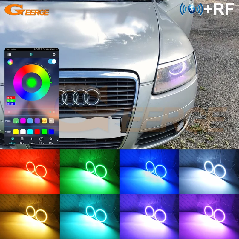 Geerge для Audi A6 S6 RS6 C6 RF Remote BT приложение многоцветный ультра яркий RGB комплект светодиодов «глаза ангела» Halo кольца Дневной светильник
Geerge для Audi A6 S6 RS6 C6 RF Remote BT приложение многоцветный ультра яркий RGB комплект светодиодов «глаза ангела» Halo кольца Дневной светильник