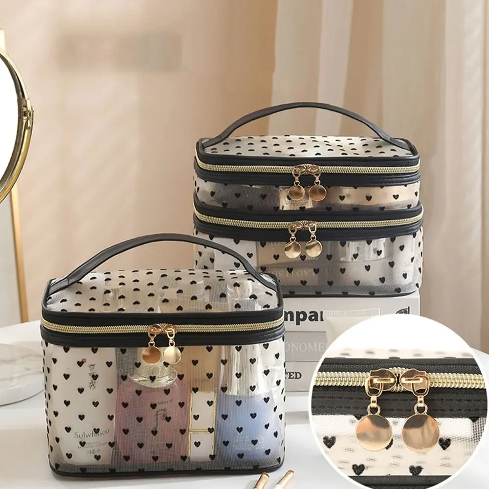 Double/Single Layer Mesh Love Makeup Bag Large Capacity Black Heart Printed Women Toiletry Bag Convenient To Carry Zipper
Double/Single Layer Mesh Love Makeup Bag Large Capacity Black Heart Printed Women Toiletry Bag Convenient To Carry Zipper