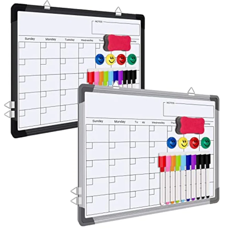 2 Pcs Dry Erase Whiteboard Calendar, Magnetic White Board Dry Erase Calendar, 16" X 12" Black Monthly Calendar Whiteboard for W
2 Pcs Dry Erase Whiteboard Calendar, Magnetic White Board Dry Erase Calendar, 16" X 12" Black Monthly Calendar Whiteboard for W