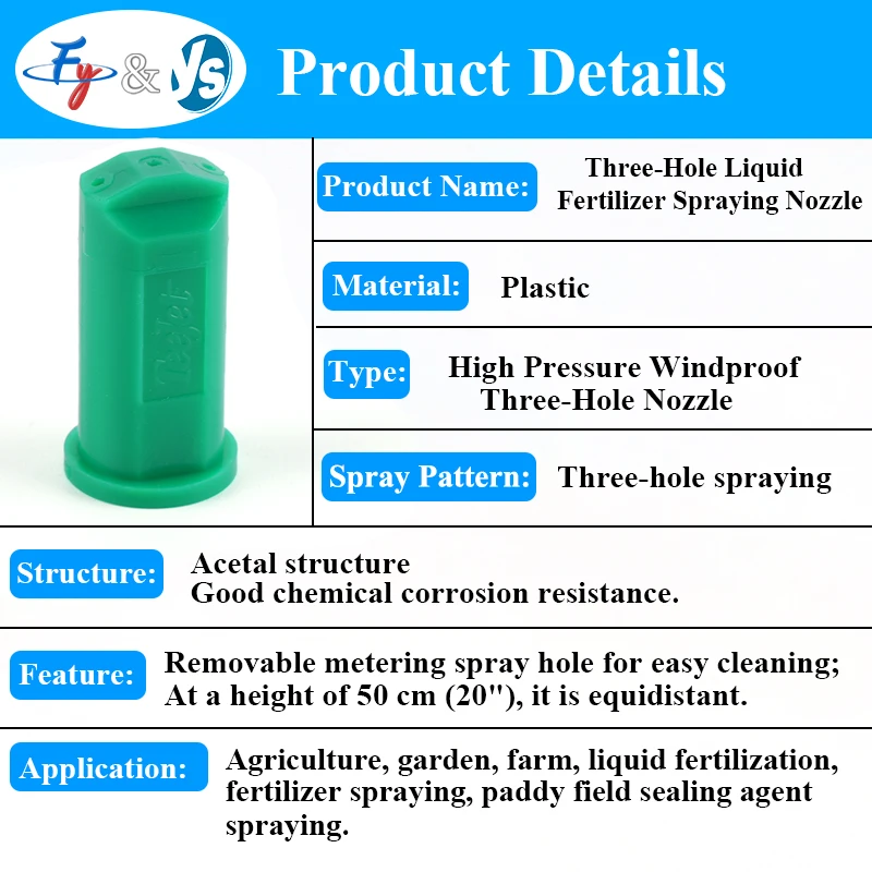 Three-Hole Liquid fe-rtilizer S-praying Nozzle High P-ressure Anti-Drift Windproof 3 Hole Nozzle for Paddy Field Sealing S-pray
Three-Hole Liquid fe-rtilizer S-praying Nozzle High P-ressure Anti-Drift Windproof 3 Hole Nozzle for Paddy Field Sealing S-pray