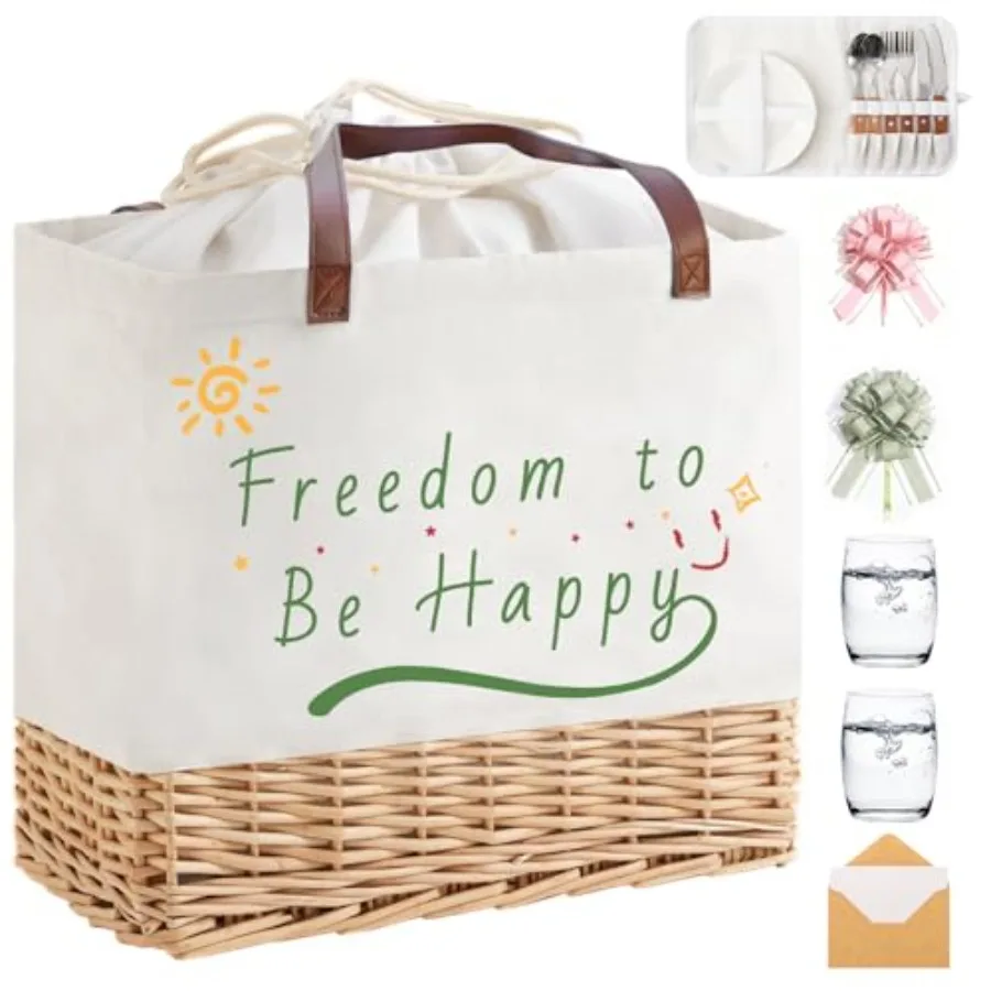 Wicker picnic basket for 2 persons, outdoor folding set with waterproof lining, canvas and willow material, beige and natural t
Wicker picnic basket for 2 persons, outdoor folding set with waterproof lining, canvas and willow material, beige and natural t