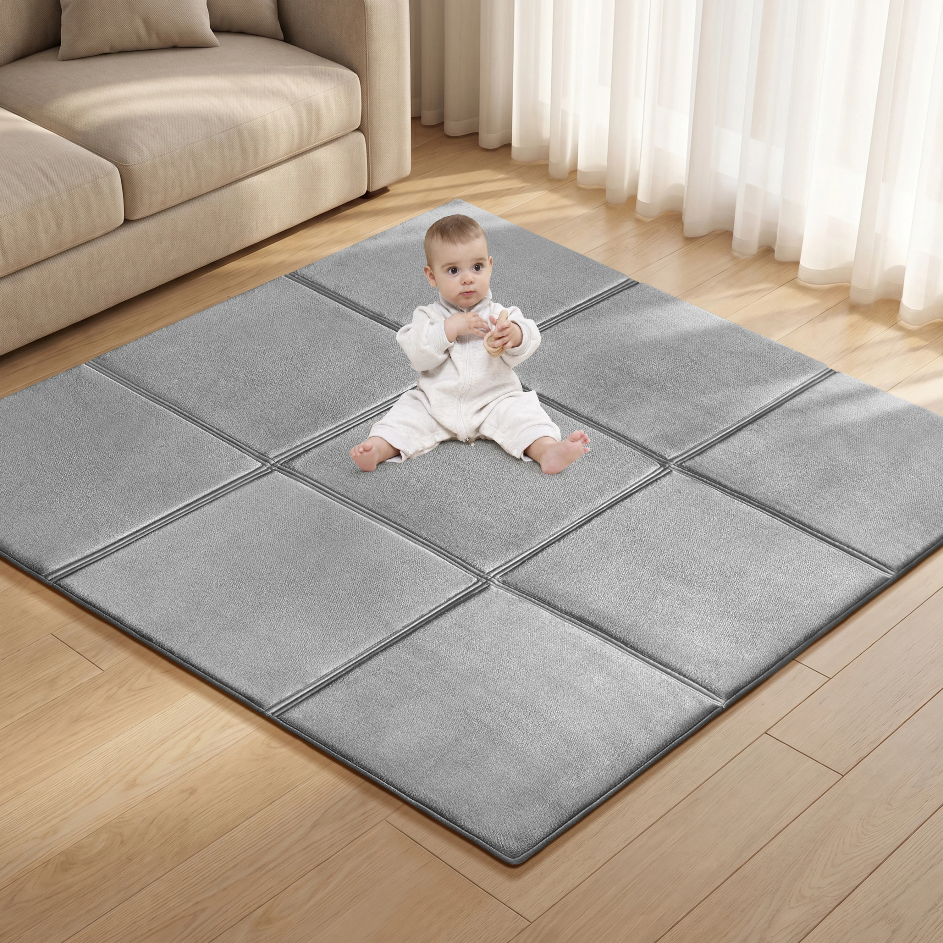 Goyuu Foldable Baby Play Mat for Floor, 50x50 Inch Soft Velvet Playpen Mat, 0.8" Thick Cushioned Crawling Tummy Time Mat, Non-Slip Water-Resistant Easy Clean Foam Playmat for Baby
Goyuu Foldable Baby Play Mat for Floor, 50x50 Inch Soft Velvet Playpen Mat, 0.8" Thick Cushioned Crawling Tummy Time Mat, Non-Slip Water-Resistant Easy Clean Foam Playmat for Baby