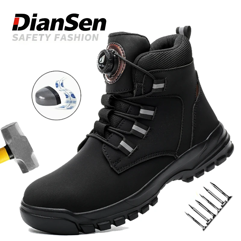 Мужские непромокаемые рабочие ботинки, защитная обувь со стальным носком, противоударная промышленная обувь, мужские высокие черные походные ботинки с поворотной кнопкой
Мужские непромокаемые рабочие ботинки, защитная обувь со стальным носком, противоударная промышленная обувь, мужские высокие черные походные ботинки с поворотной кнопкой