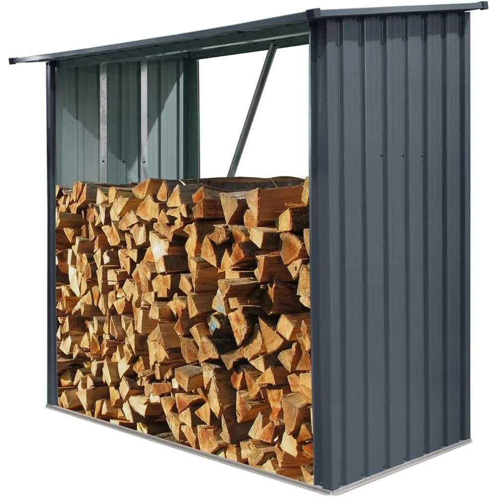 Heavy Duty Galvanized Steel Firewood Storage Shed with Waterproof Roof, Brown, 35.3"D x 85.5"W x 60.7"H 
Heavy Duty Galvanized Steel Firewood Storage Shed with Waterproof Roof, Brown, 35.3"D x 85.5"W x 60.7"H