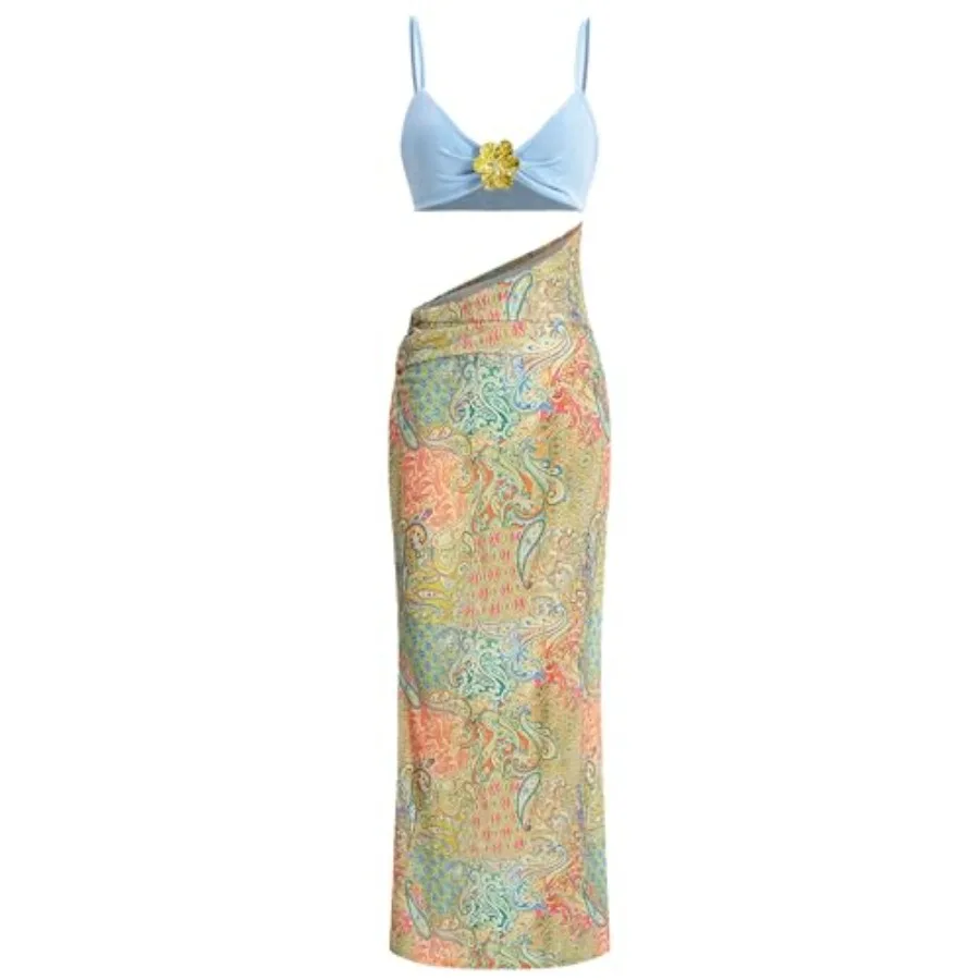 Women's Bra Cut Out Maxi Dress Sexy Boho Paisley Contrast Pattern Slip Sleeveless Bodycon Long Dress
Women's Bra Cut Out Maxi Dress Sexy Boho Paisley Contrast Pattern Slip Sleeveless Bodycon Long Dress