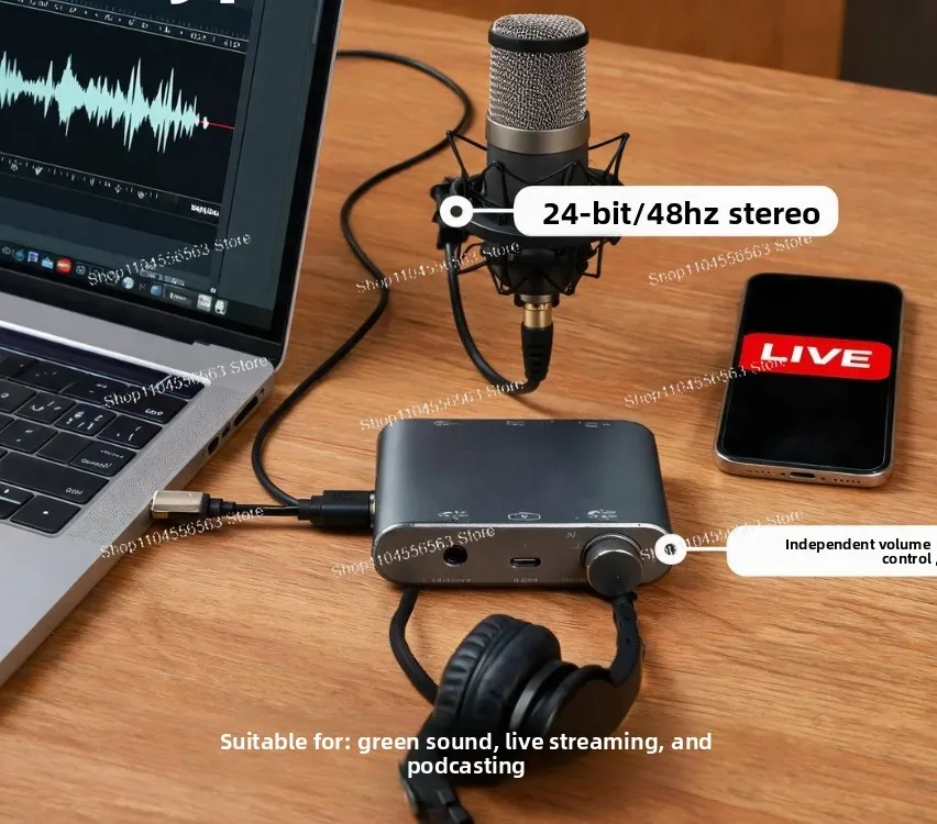 Type-c Audio Adapter, 24Bit/48kHz Stereo and Independent Volume Control for Recording, Live Streams and Podcasting
Type-c Audio Adapter, 24Bit/48kHz Stereo and Independent Volume Control for Recording, Live Streams and Podcasting