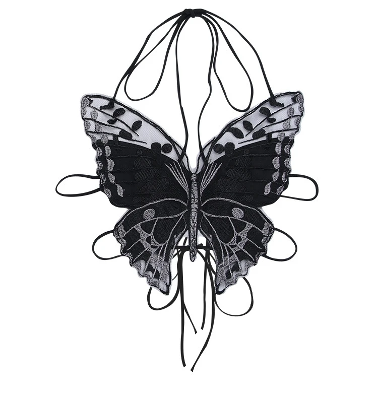 Sexy Black Lace Butterfly-Embroidered Tie-Up Slim Sheer Fairy Party Camisole Women's Gothic Y2K Bondage Aesthetic Club Camis
Sexy Black Lace Butterfly-Embroidered Tie-Up Slim Sheer Fairy Party Camisole Women's Gothic Y2K Bondage Aesthetic Club Camis