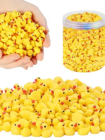 100/200/300pcs Luminous Mini Resin Ducks, Tiny Duck Bulk Glow in The Dark Small Plastic Miniature Ducks Figures for Dollhouse