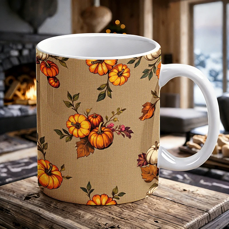 Burlap Pumpkin & Leaves Mug,Creativity PumpkinCoffee Cup All-Over Print Rustic Ceramic Water Cup Gifts for friends
Burlap Pumpkin & Leaves Mug,Creativity PumpkinCoffee Cup All-Over Print Rustic Ceramic Water Cup Gifts for friends