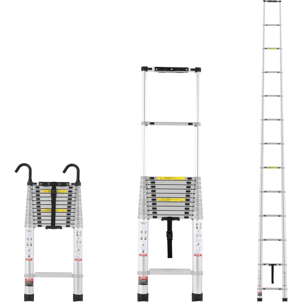 Telescoping Ladder, Aluminum Lightweight Extension Ladder, Multi-Button Retraction Collapsible Ladder, 419 LBS Capacity
Telescoping Ladder, Aluminum Lightweight Extension Ladder, Multi-Button Retraction Collapsible Ladder, 419 LBS Capacity