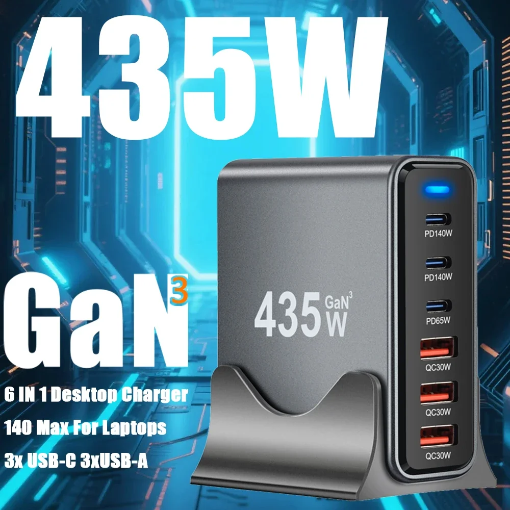 435W GaN 6-port Desktop Charging Station PD Charger For MACBOOK Type C USB Fast Charger For iPhone 15/Samsung S24/iPad 65W QC
435W GaN 6-port Desktop Charging Station PD Charger For MACBOOK Type C USB Fast Charger For iPhone 15/Samsung S24/iPad 65W QC
