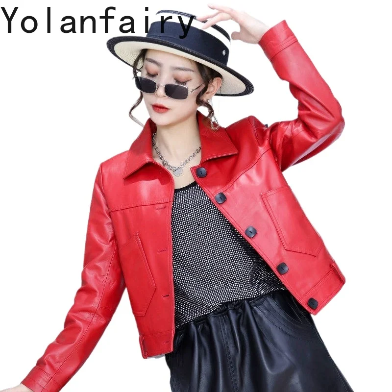 YOLANFAIRY Genuine Leather Jacket Women Autumn New Short Real Sheepskin Coat Long Sleeve Korean Style Casual Leather Jackets
YOLANFAIRY Genuine Leather Jacket Women Autumn New Short Real Sheepskin Coat Long Sleeve Korean Style Casual Leather Jackets