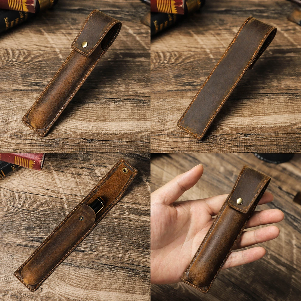 Handmade Cowhide Pen Holder For 1 2 3 Pens Crazy Horse Leather Pencil Case Pouch Storage Bag Stationery School Office Supplies
Handmade Cowhide Pen Holder For 1 2 3 Pens Crazy Horse Leather Pencil Case Pouch Storage Bag Stationery School Office Supplies