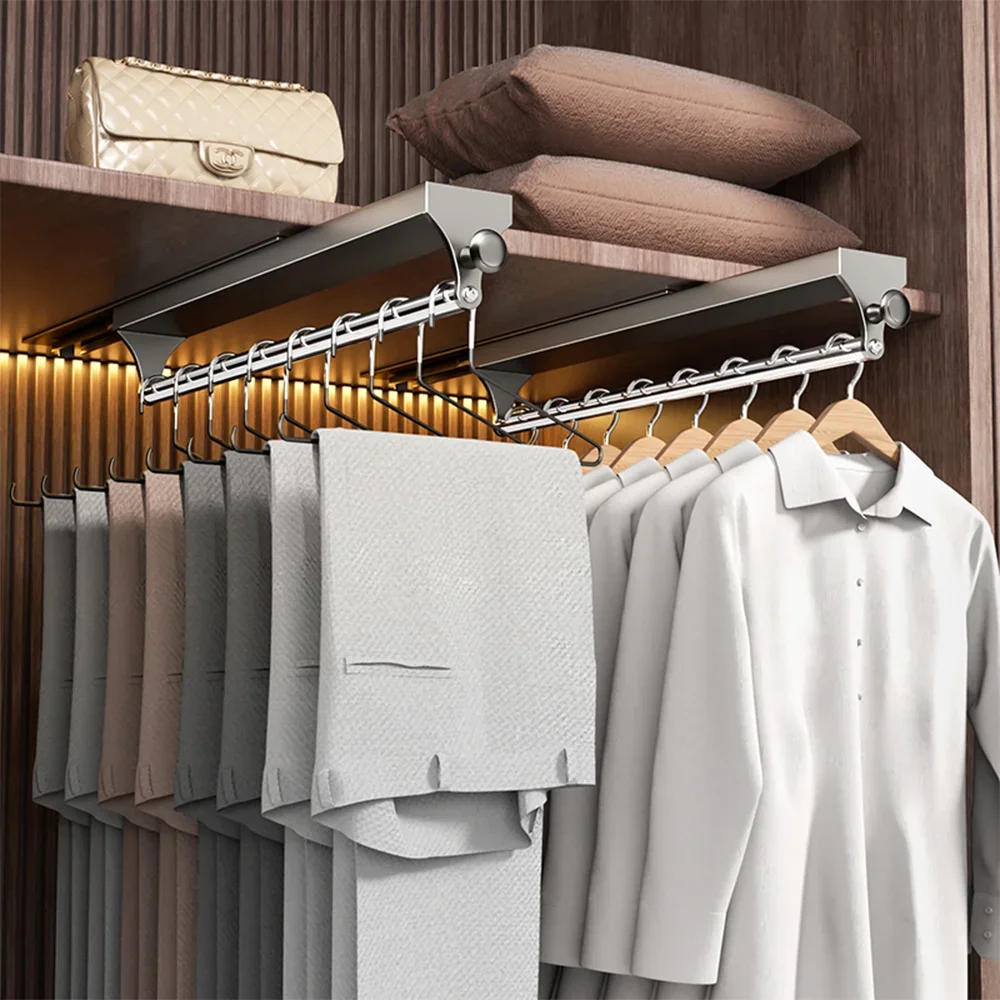 Retractable Slide Track Clothes Organizer Pull Push Adjustable Top Mounting Closet Interior Telescopic Hanging Rod Cloakroom
Retractable Slide Track Clothes Organizer Pull Push Adjustable Top Mounting Closet Interior Telescopic Hanging Rod Cloakroom