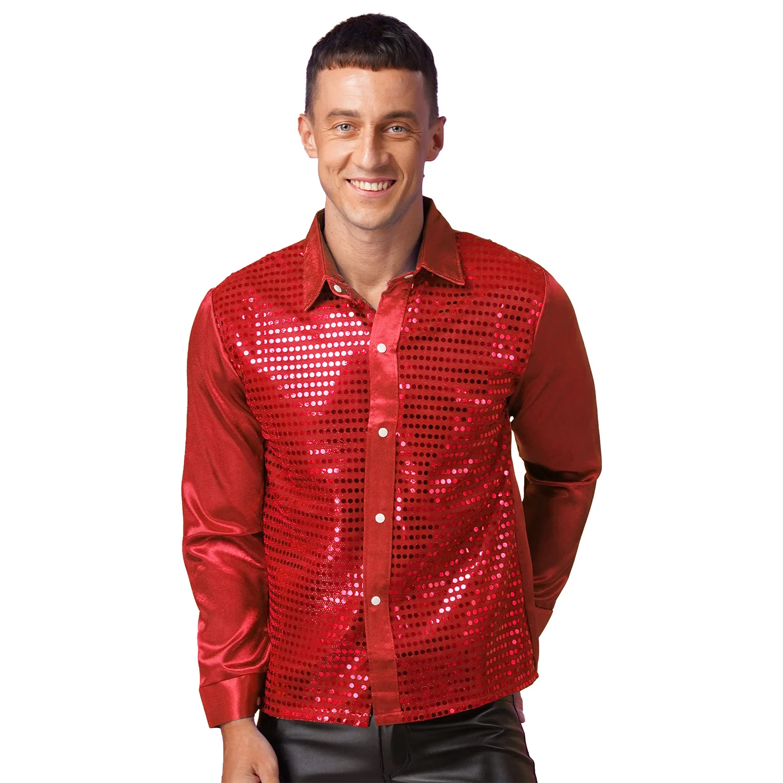 Mens Turn-Down Collar Long Sleeve Sparkly Sequin Dance Shirt Latin Jazz Dancewear Stage Performance Costume Patchwork Tops
Mens Turn-Down Collar Long Sleeve Sparkly Sequin Dance Shirt Latin Jazz Dancewear Stage Performance Costume Patchwork Tops