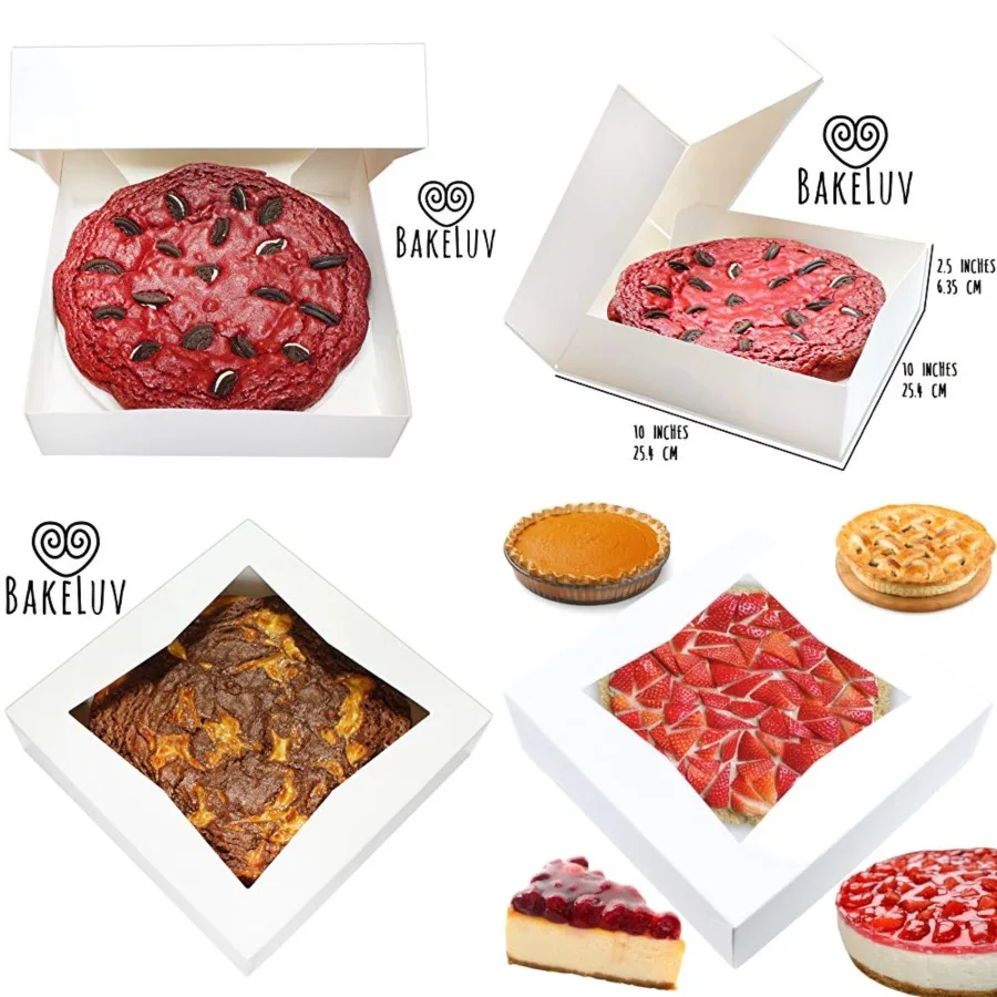 Pie Boxes 10x10x2.5 Inch/ pcs/Auto-Popup Bakery/Pastry/Treats/Cookies/Cheesecake/Cake/Muffins/Donuts
Pie Boxes 10x10x2.5 Inch/ pcs/Auto-Popup Bakery/Pastry/Treats/Cookies/Cheesecake/Cake/Muffins/Donuts