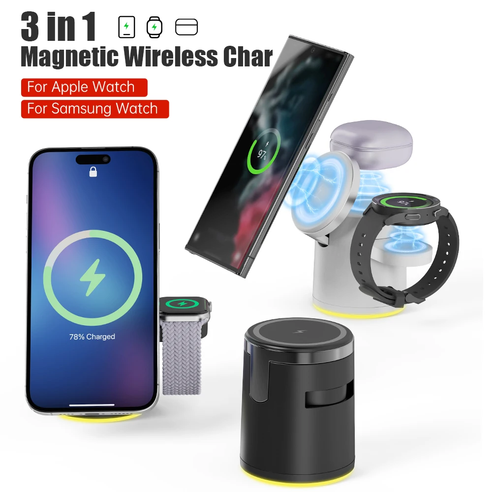 Expandable Portable 3 In 1 Magnetic Wireless Charging Station for Samsung Apple Watch Fast Charger Dock Station Stand Organizer
Expandable Portable 3 In 1 Magnetic Wireless Charging Station for Samsung Apple Watch Fast Charger Dock Station Stand Organizer