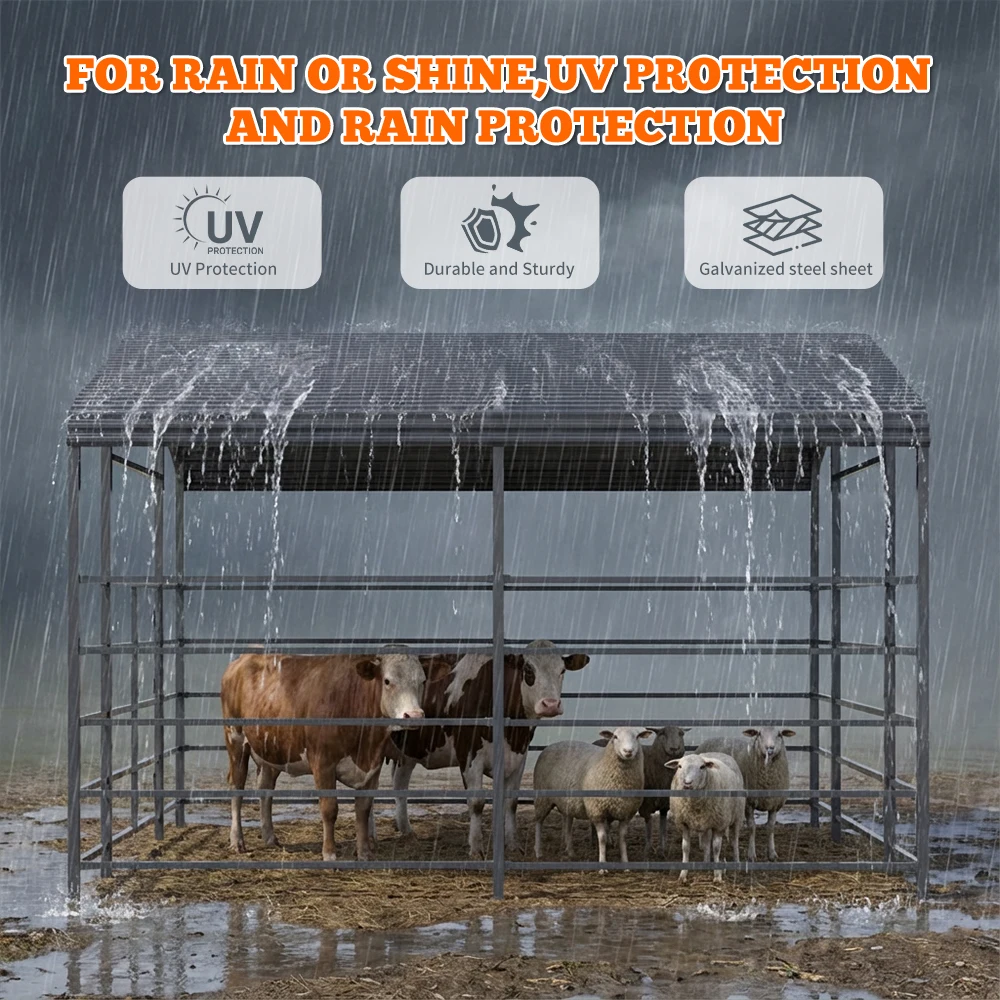 Heavy-duty Metal Livestock Shelter, Spacious 13 X 13ft Design, No. 13 Steel Frame for Wind Resistance, Durable Galvanized Steel
Heavy-duty Metal Livestock Shelter, Spacious 13 X 13ft Design, No. 13 Steel Frame for Wind Resistance, Durable Galvanized Steel
