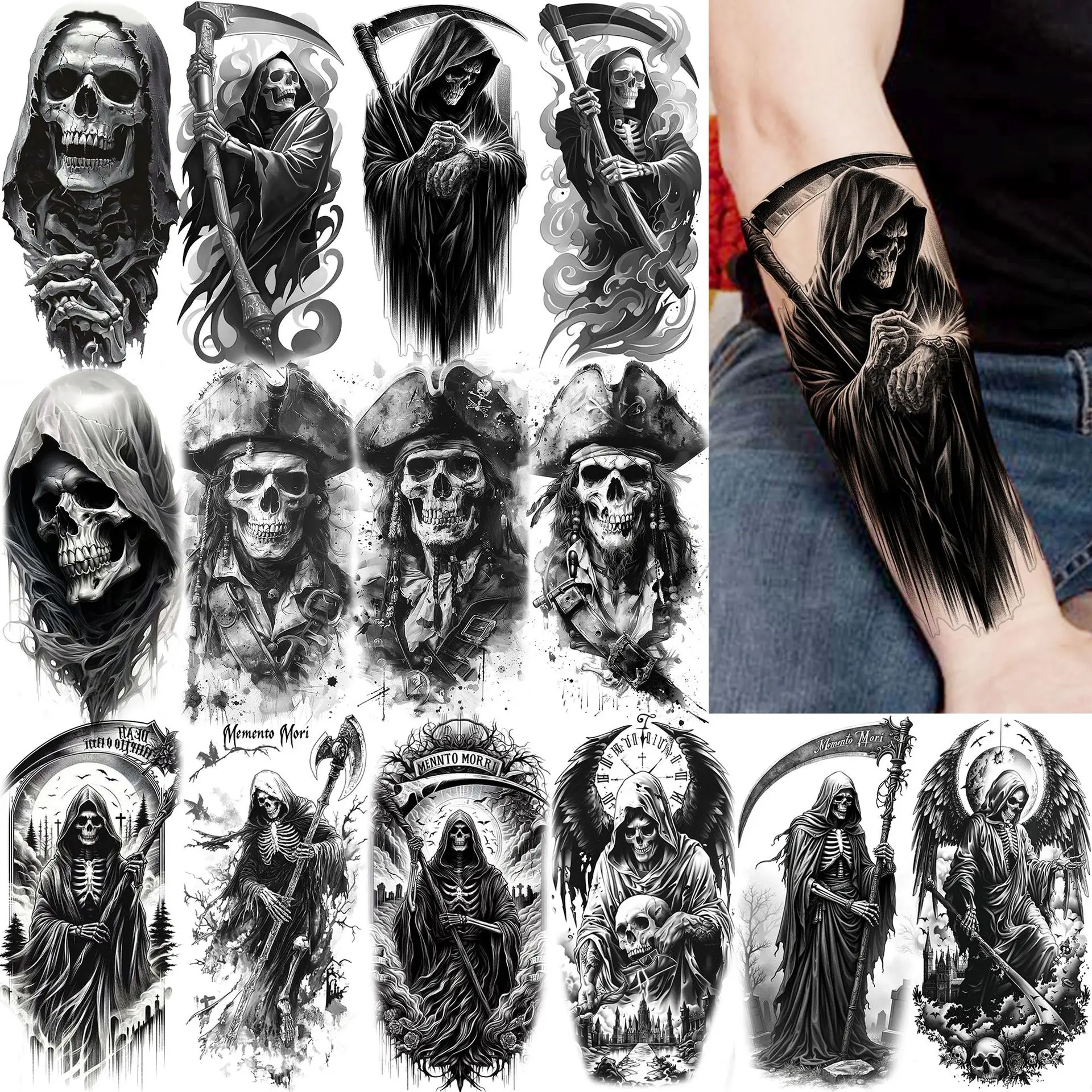 Skull Temporary Tattoo Stickers Black White Halloween Waterproof Premium Non Toxic for Arm Calf Leg
Skull Temporary Tattoo Stickers Black White Halloween Waterproof Premium Non Toxic for Arm Calf Leg