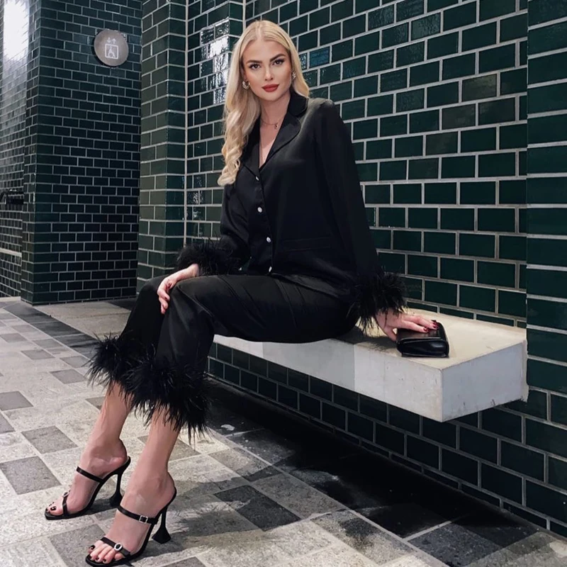 Весенний комплект для сна с длинными рукавами 20234: модная домашняя одежда с перьевой отделкой, комфортная, роскошная, молодежная ночная рубашка из полиэстера
Весенний комплект для сна с длинными рукавами 20234: модная домашняя одежда с перьевой отделкой, комфортная, роскошная, молодежная ночная рубашка из полиэстера