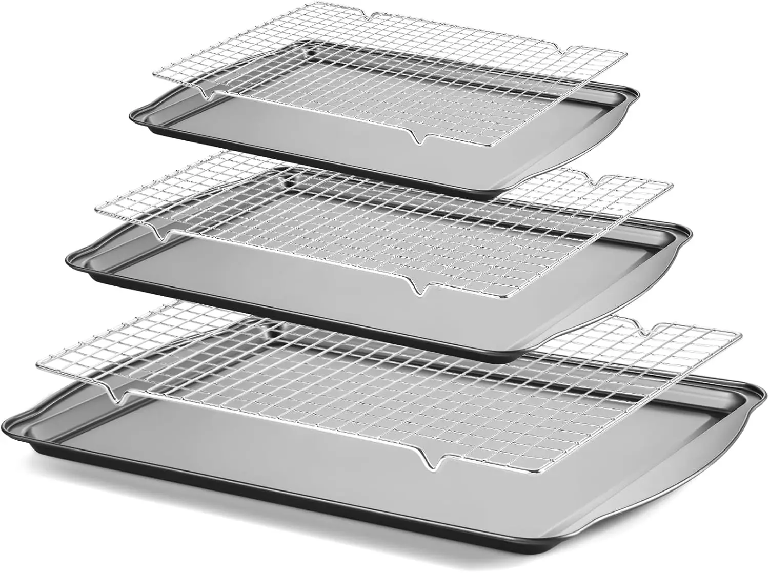 Набор из 3 противней для выпечки - противни из углеродистой стали с решетками для охлаждения, 13/15/17 дюймов, с антипригарным покрытием для печенья
Набор из 3 противней для выпечки - противни из углеродистой стали с решетками для охлаждения, 13/15/17 дюймов, с антипригарным покрытием для печенья