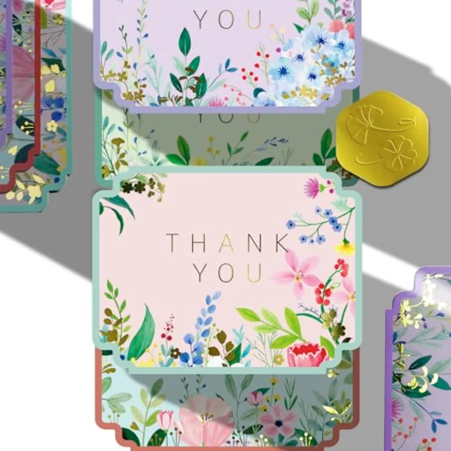 Thank You Cards with Envelopes 100-Pack Gold Foil Floral Thank You Notes w/Sage Green Envelopes and Stickers Blank Inside for B
Thank You Cards with Envelopes 100-Pack Gold Foil Floral Thank You Notes w/Sage Green Envelopes and Stickers Blank Inside for B