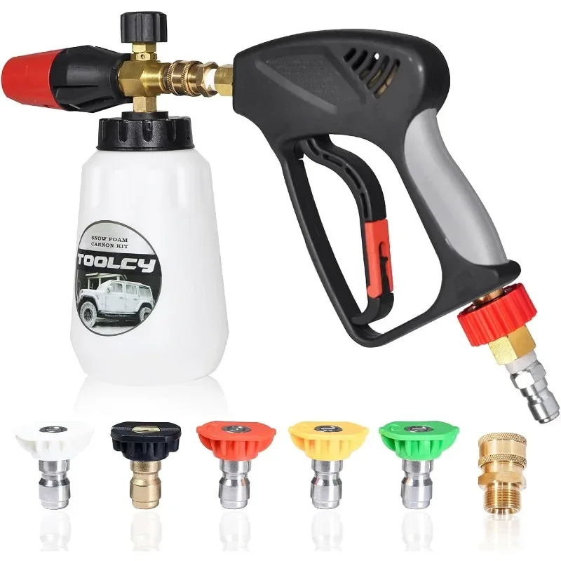 Pressure Washer Gun 5000 PSI, 5 Nozzle Tips, 1/4" Quick Connector, 1L Bottle, Quick Release, Industrial Grade
Pressure Washer Gun 5000 PSI, 5 Nozzle Tips, 1/4" Quick Connector, 1L Bottle, Quick Release, Industrial Grade