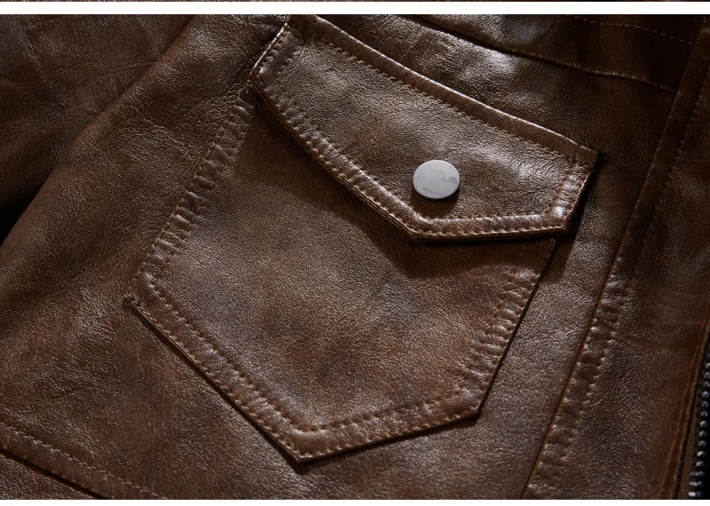 New Style Spring Antumn Men Brown Leather Motorcycle Jacket with Removable Hooded Male PU Jacket Coat EU Size High Quality 87 Scf57e788a21642e2bb507ccac667dec83