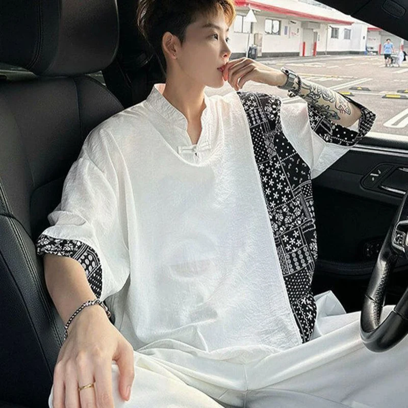 New Chinese Style Men Spliced Short Sleeve T Shirt Summer Fashion Casual Harajuku Vintage 2xl Oversized Clothing Top Black White
New Chinese Style Men Spliced Short Sleeve T Shirt Summer Fashion Casual Harajuku Vintage 2xl Oversized Clothing Top Black White