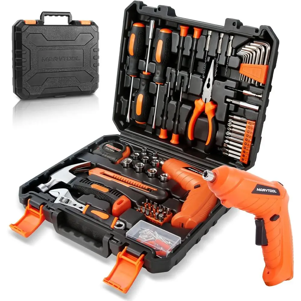 Portable 140-Piece Tool Kit with Cordless Drill for Home Repairs and DIY Projects
Portable 140-Piece Tool Kit with Cordless Drill for Home Repairs and DIY Projects