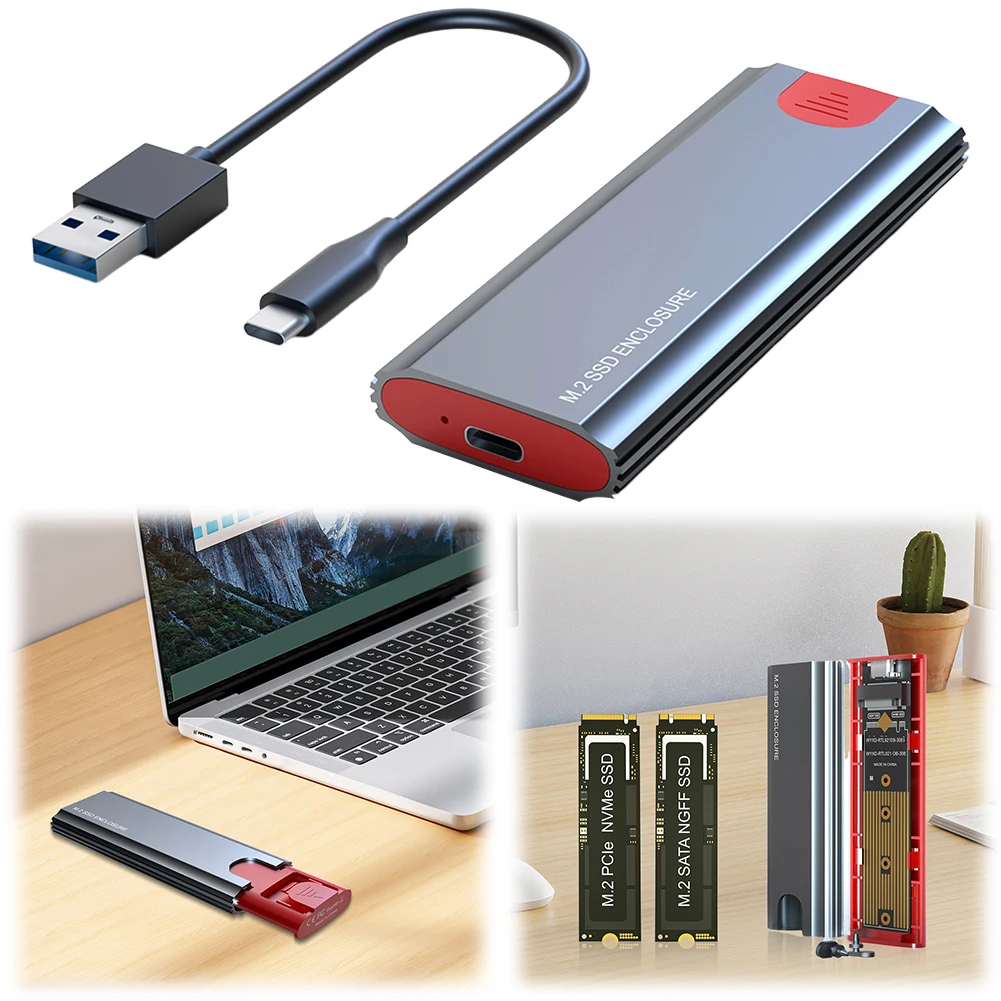 M.2 NGFF NVME SSD Enclosure External Case USB3.1 Gen2 SSD Enclosure SSD Hard Disk Drive Case for 2230/2242/2260/2280 M2 NVMe SSD
M.2 NGFF NVME SSD Enclosure External Case USB3.1 Gen2 SSD Enclosure SSD Hard Disk Drive Case for 2230/2242/2260/2280 M2 NVMe SSD