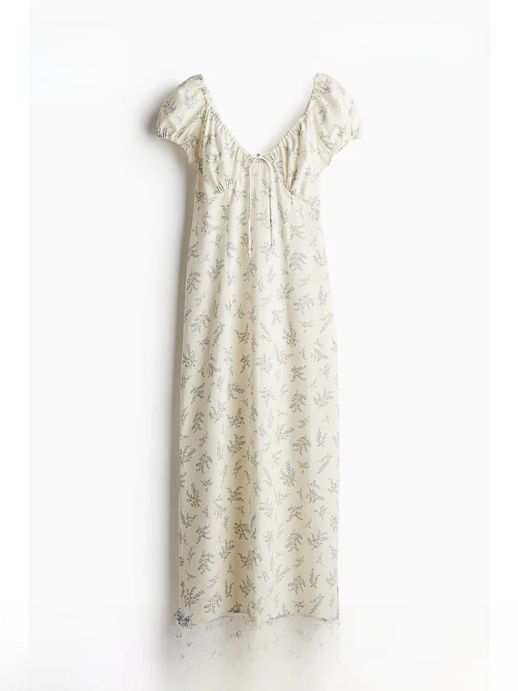 H&M Women's Summer Floral Print Loose Dr V-Ne Bubble Sve Casual Sle Cotton Linen Blend ort Sve Stand Fit
H&M Women's Summer Floral Print Loose Dr V-Ne Bubble Sve Casual Sle Cotton Linen Blend ort Sve Stand Fit
