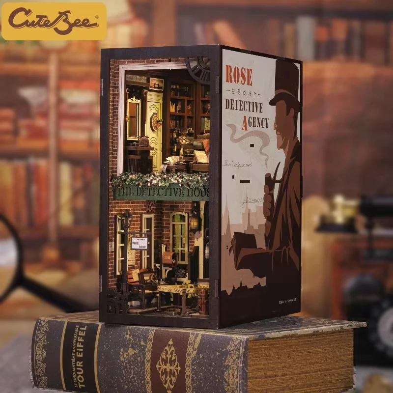 CUTEBEE Book Nook 3D Puzzle Miniature Doll House Kit With Touch Light Dust Cover DIY Booknook Toy Gifts Rose Detective Agency
CUTEBEE Book Nook 3D Puzzle Miniature Doll House Kit With Touch Light Dust Cover DIY Booknook Toy Gifts Rose Detective Agency