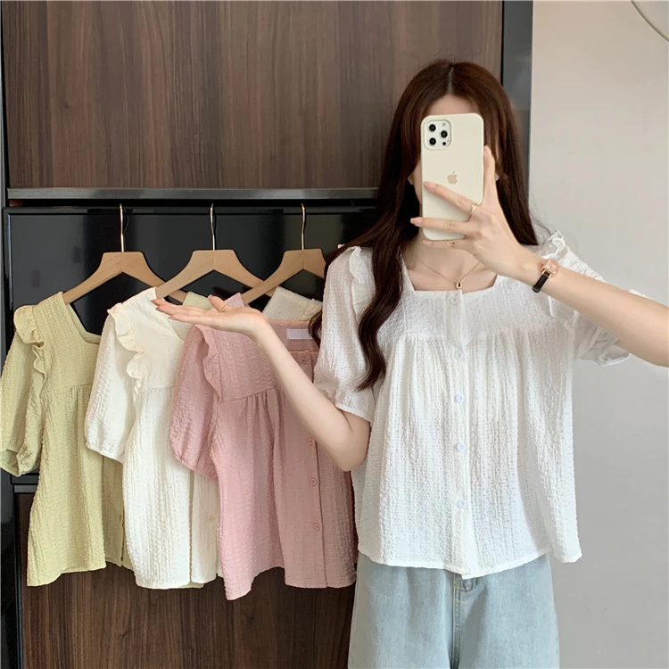 Korean Style Chic Texture Square Collar Loose Short Sleeve T-Shirt with Wood Grain Elegant Slimming Versatile Top
Korean Style Chic Texture Square Collar Loose Short Sleeve T-Shirt with Wood Grain Elegant Slimming Versatile Top