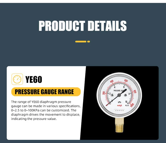 0-100kpa Capsule Mirco Low Diaphram Pressure Gauges Manometer 2.5" 4 5 6 7 10 15 20kpa/mmH2o bottom for natural gas industry
0-100kpa Capsule Mirco Low Diaphram Pressure Gauges Manometer 2.5" 4 5 6 7 10 15 20kpa/mmH2o bottom for natural gas industry