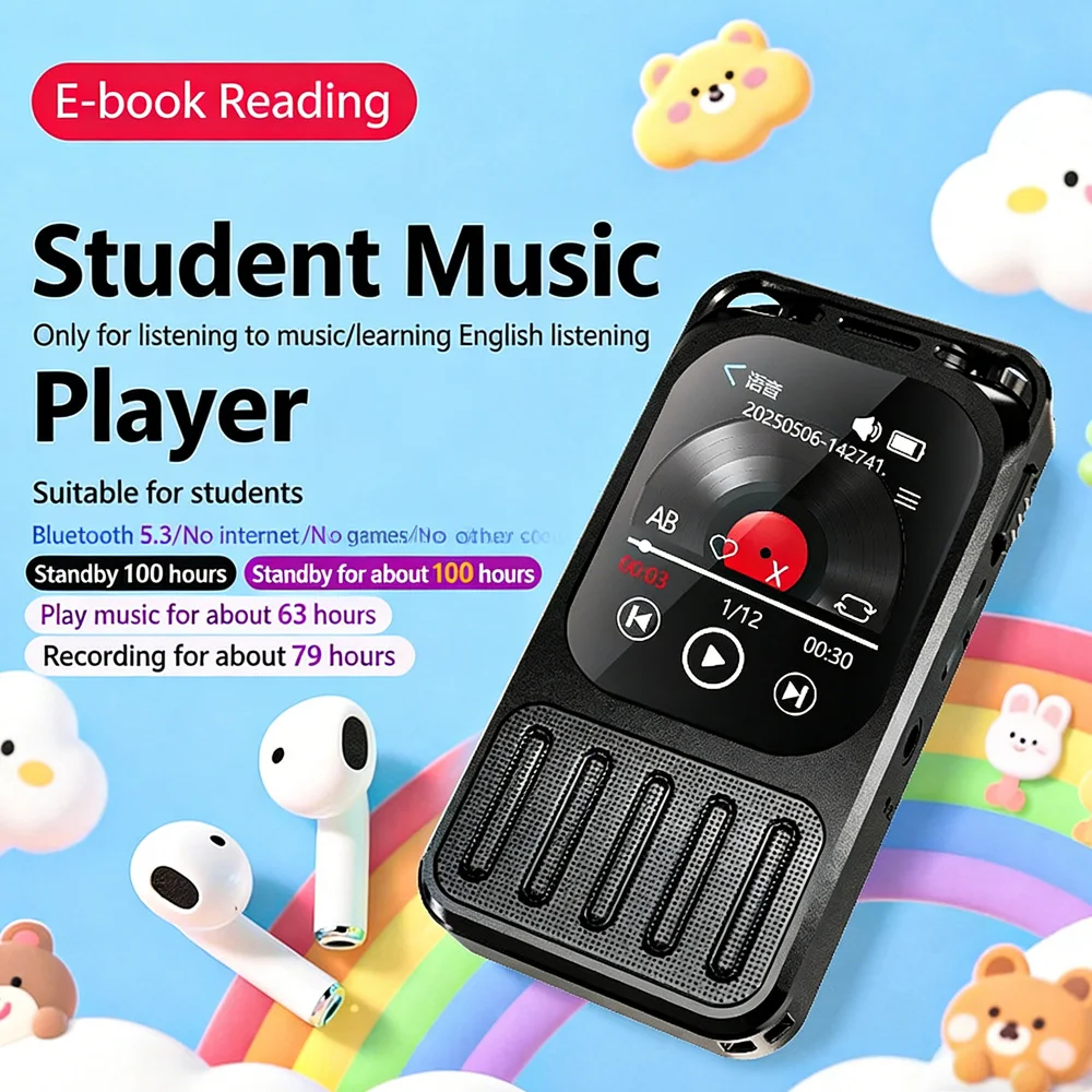 Mini Voice Recorder MP3 Music Player Touch TFT LCD Screen Voice Recording 1200mAh Long Time Recording Audio WAV E-book Video
Mini Voice Recorder MP3 Music Player Touch TFT LCD Screen Voice Recording 1200mAh Long Time Recording Audio WAV E-book Video