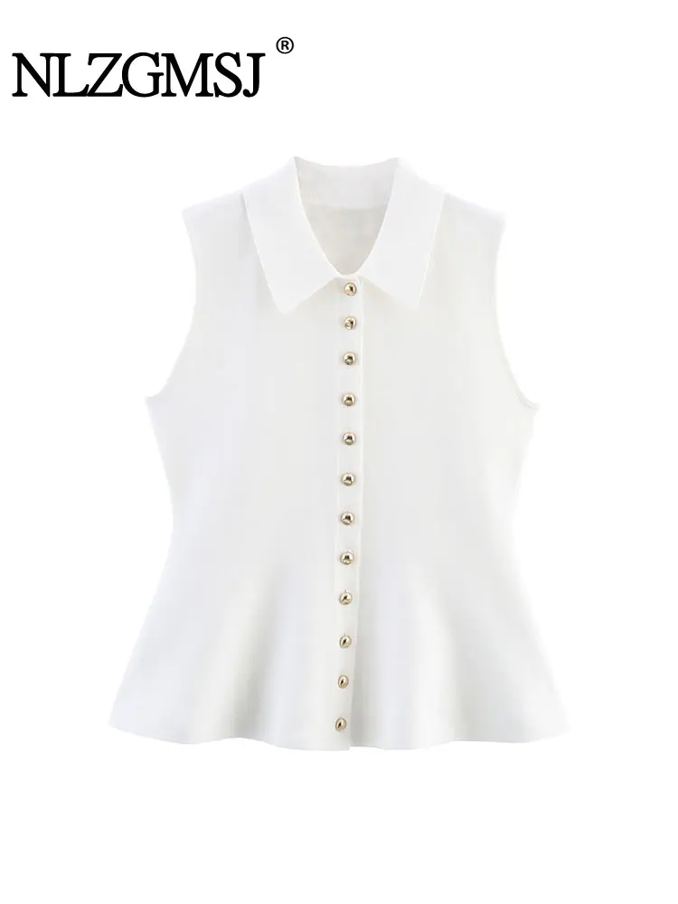 NLZGMSJ 2025 Summer Casual Chic Women Vest Solid Sleeveless Button Knitted Sweaters Fashion Female Tops
NLZGMSJ 2025 Summer Casual Chic Women Vest Solid Sleeveless Button Knitted Sweaters Fashion Female Tops