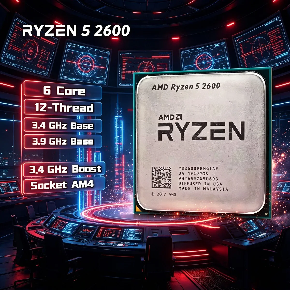 AMD Ryzen 5 2600 Gaming Desktop CPU 6-Core 12-Thread 3.4GHz High Performance Processor 16MB L3 Cache AM4 Socket for Gaming PC
AMD Ryzen 5 2600 Gaming Desktop CPU 6-Core 12-Thread 3.4GHz High Performance Processor 16MB L3 Cache AM4 Socket for Gaming PC