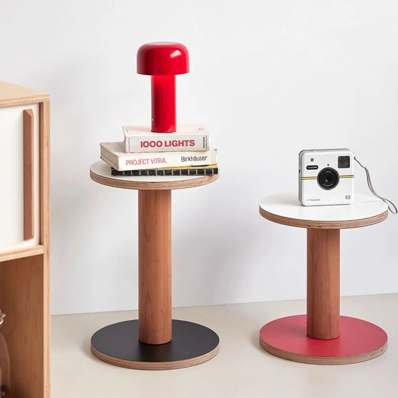 Solid Wood Side Table Minimalist Sofa End Table with Color-blocking Design Creative Round Coffee Desk for Living Room Furniture 
Solid Wood Side Table Minimalist Sofa End Table with Color-blocking Design Creative Round Coffee Desk for Living Room Furniture