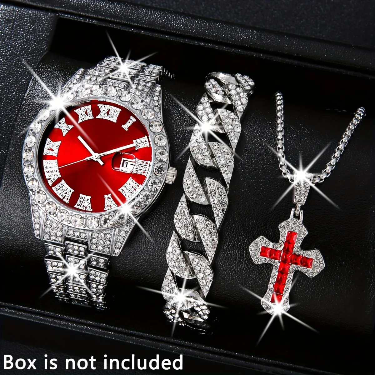 3PCS Luxury Full Diamond Men Watch Bracelet Necklace Set Fashion Hip Pop Men's Calendar Quartz Watches Reloj Mujer(Without Box)
3PCS Luxury Full Diamond Men Watch Bracelet Necklace Set Fashion Hip Pop Men's Calendar Quartz Watches Reloj Mujer(Without Box)