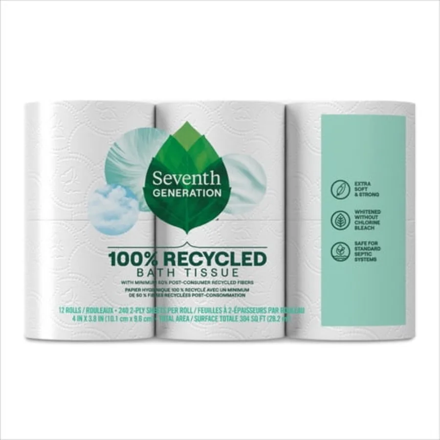 Toilet Paper, Bath Tissue, 100% Recycled Paper, 12 Rolls
Toilet Paper, Bath Tissue, 100% Recycled Paper, 12 Rolls