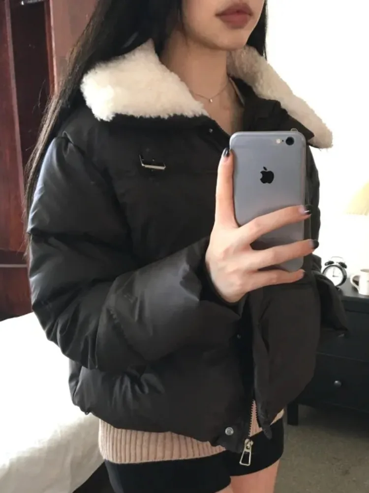 Retro Chic Winter Cotton Jaet Women's Zipper Long Sve Plaid Fur Collar ort Sle Color Blo Coat Anti-aging Versatile
Retro Chic Winter Cotton Jaet Women's Zipper Long Sve Plaid Fur Collar ort Sle Color Blo Coat Anti-aging Versatile