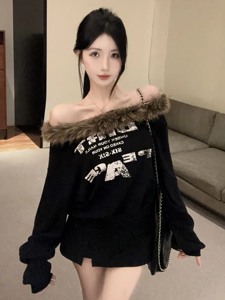 Retro American Fashionable Long Sleeve T-Shirt Women's Design Print Asymmetrical Shoulder Hem T-Shirt Fashionable Top
Retro American Fashionable Long Sleeve T-Shirt Women's Design Print Asymmetrical Shoulder Hem T-Shirt Fashionable Top