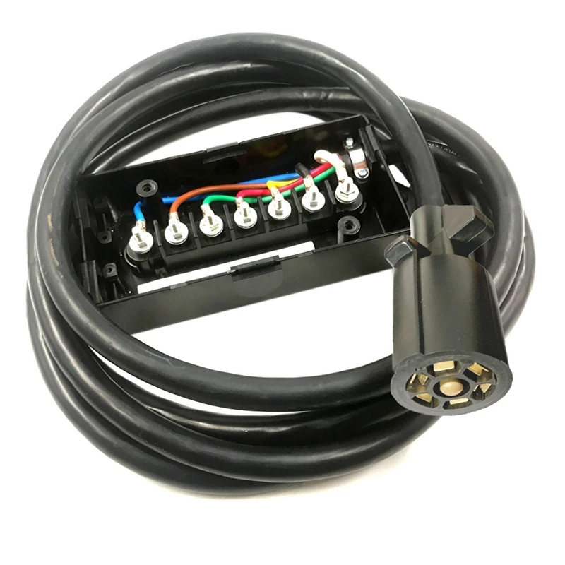 8 Feet Heavy Duty 7-Way Plug Inline Trailer Cord With 7 Gang Junction Box High Quality For RV Food Towed Vehicles
8 Feet Heavy Duty 7-Way Plug Inline Trailer Cord With 7 Gang Junction Box High Quality For RV Food Towed Vehicles